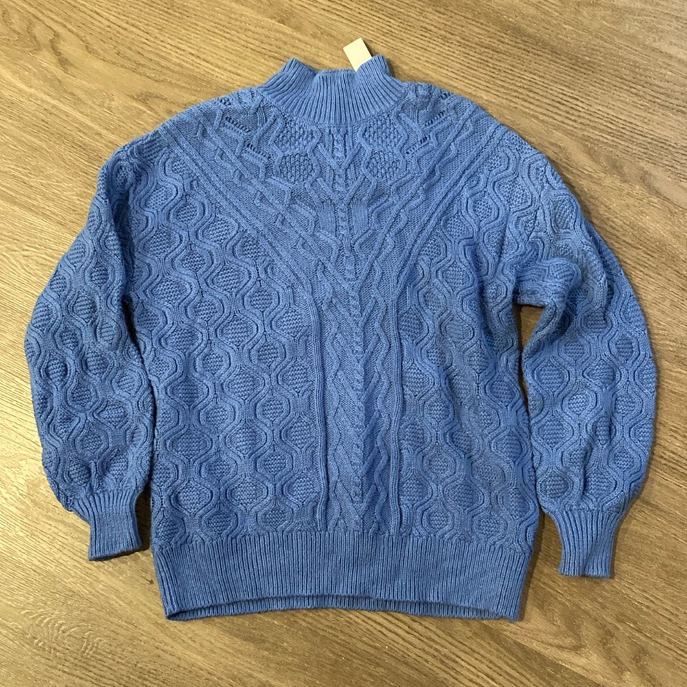 TALBOTS WOMENS PETITE CABLE KNIT MOCKNECK SWEATER
capri blue